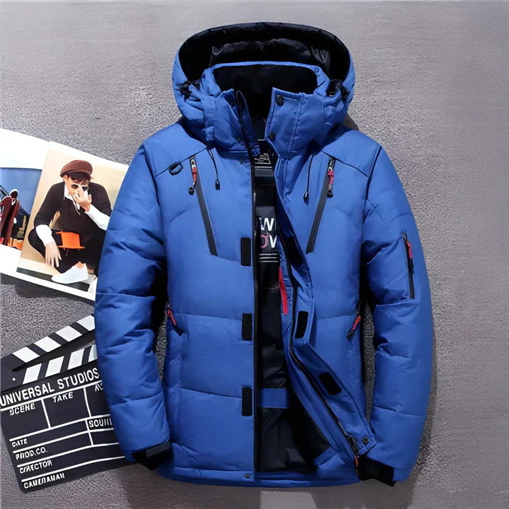Hooded Puffer Jacket | Thick Insulating Lining & Water-Repellent Fabric | Multiple Zippered Pockets | Winter Warmth and Comfort