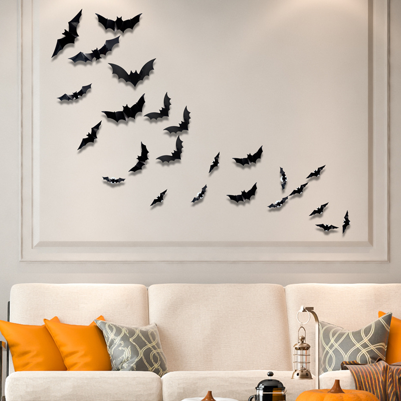 3D LED Bat Wall Decorations with Purple Glow for Halloween