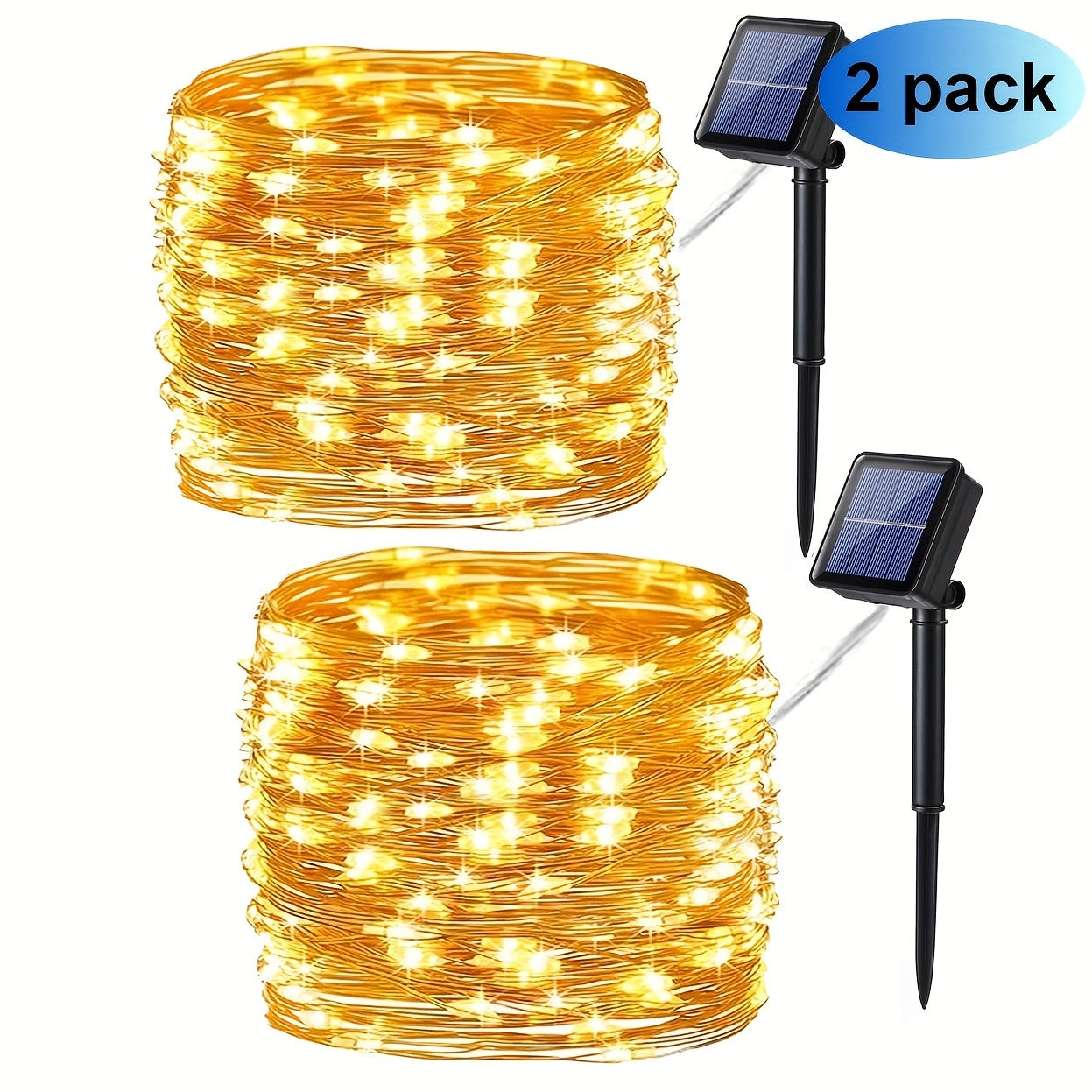 Solar-Powered Halloween String Lights Orange and Purple 8 Flash Modes