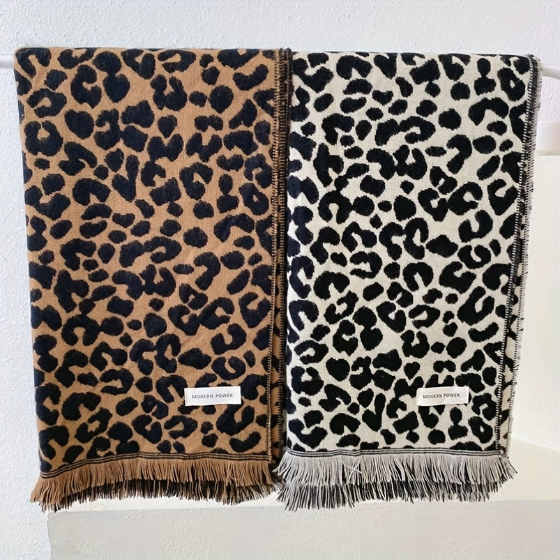 Leopard Print Scarf | Soft Thick | All-Day Warmth | Polyester