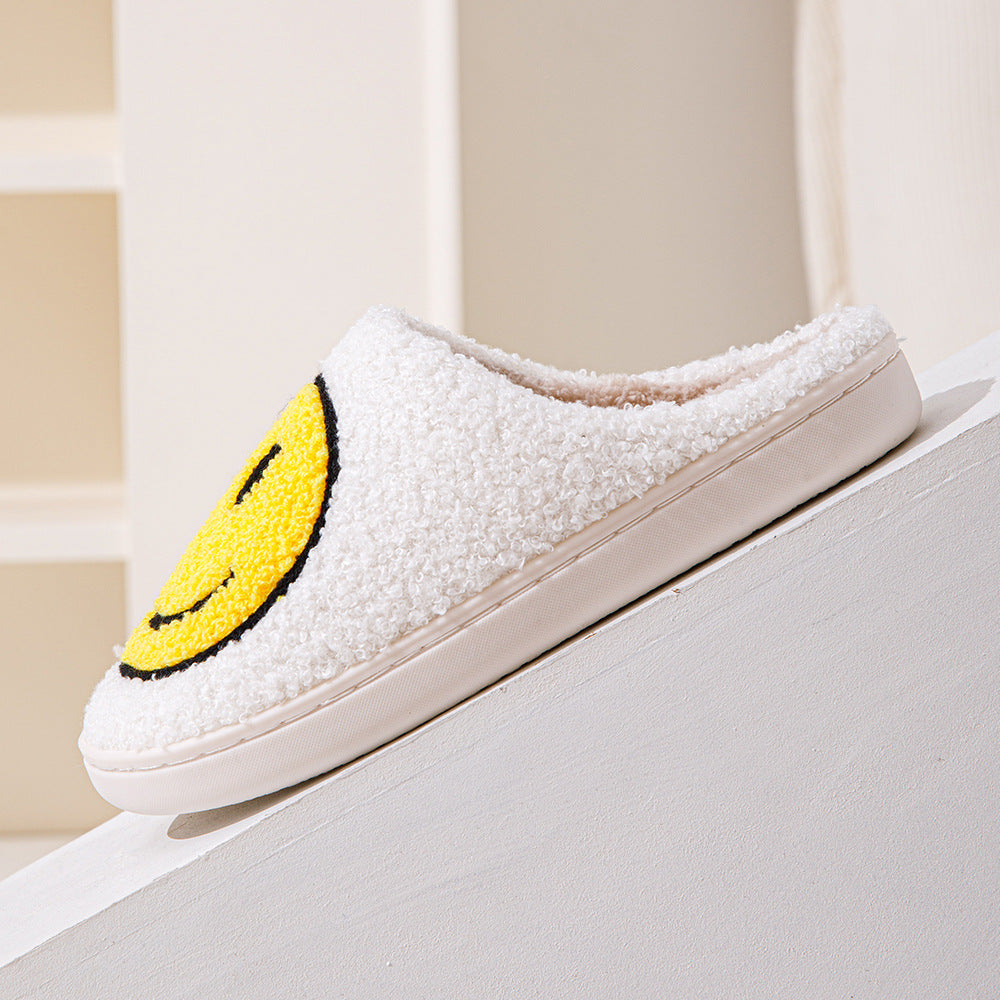 Indoor Slip-On Slippers | Plush Fleece Lining & Slip-Resistant Sole | Big Smiley Face Design | Comfortable Fit