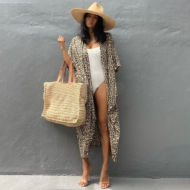 Women’s Beach Cover-Up Dress | Lightweight Kimono Style with Tie Belt | Breathable Fabric | Versatile Resort Wear