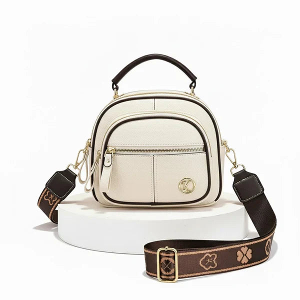 Lightweight Faux Leather Crossbody Bag with Five Storage Pockets