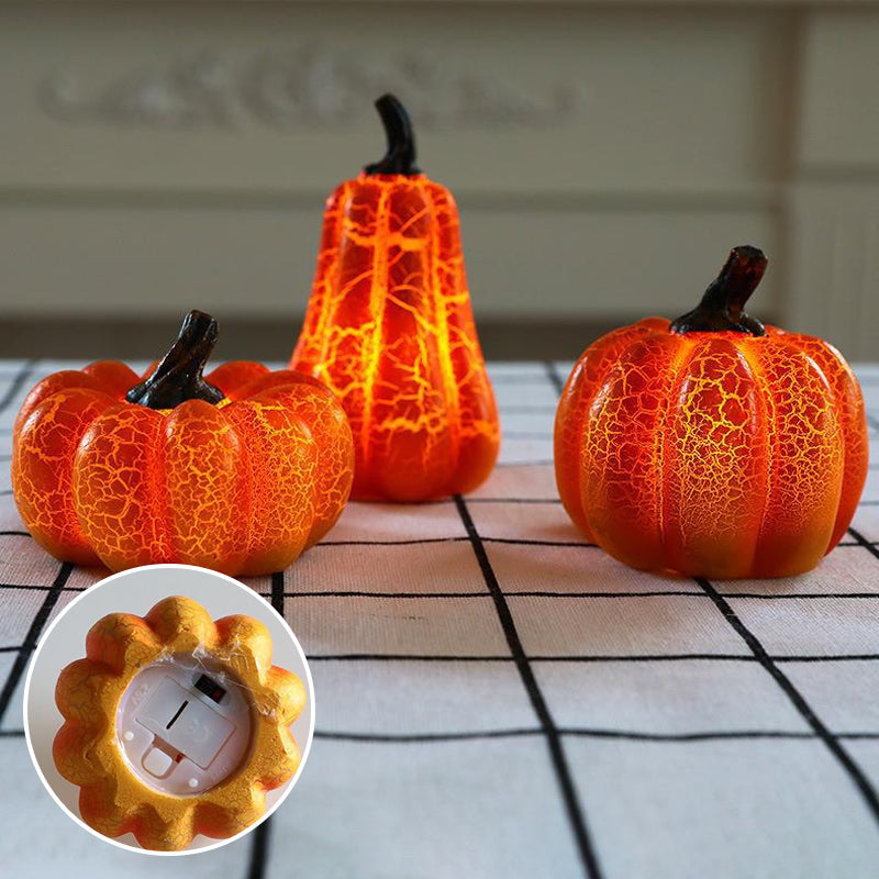 Battery-Powered Halloween Pumpkin Lanterns Set of 3 Resin Decor
