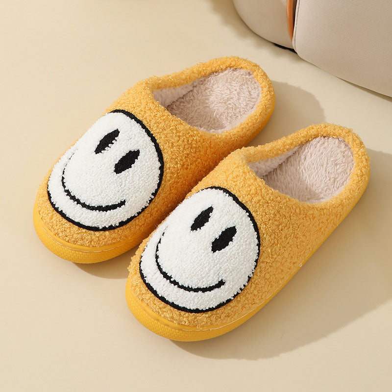Indoor Slip-On Slippers | Plush Fleece Lining & Slip-Resistant Sole | Big Smiley Face Design | Comfortable Fit