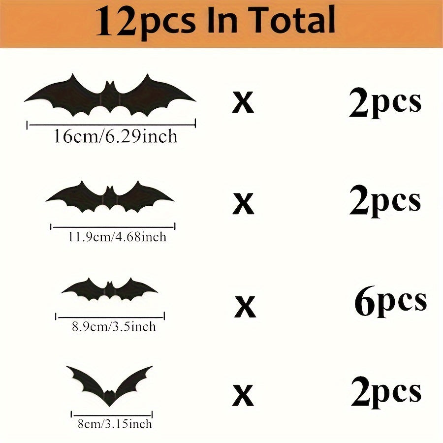 3D Black PVC Bat Wall Stickers Halloween Party Decorations
