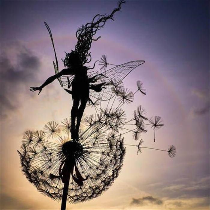 Set of Handcrafted Metal Garden Fairy Sculptures | Weatherproof Stainless Steel | Multi-Size Decorative Art | Outdoor Whimsical Charm