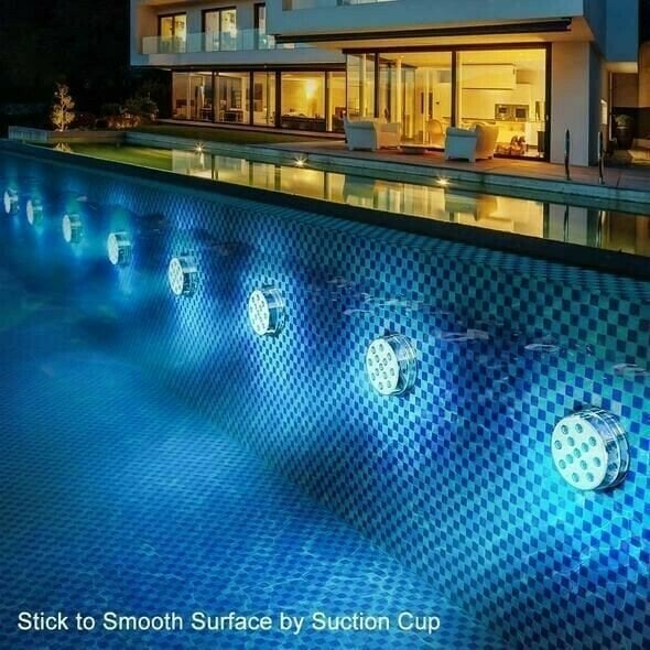 10-Pack Submersible LED Lights for Pool Illumination