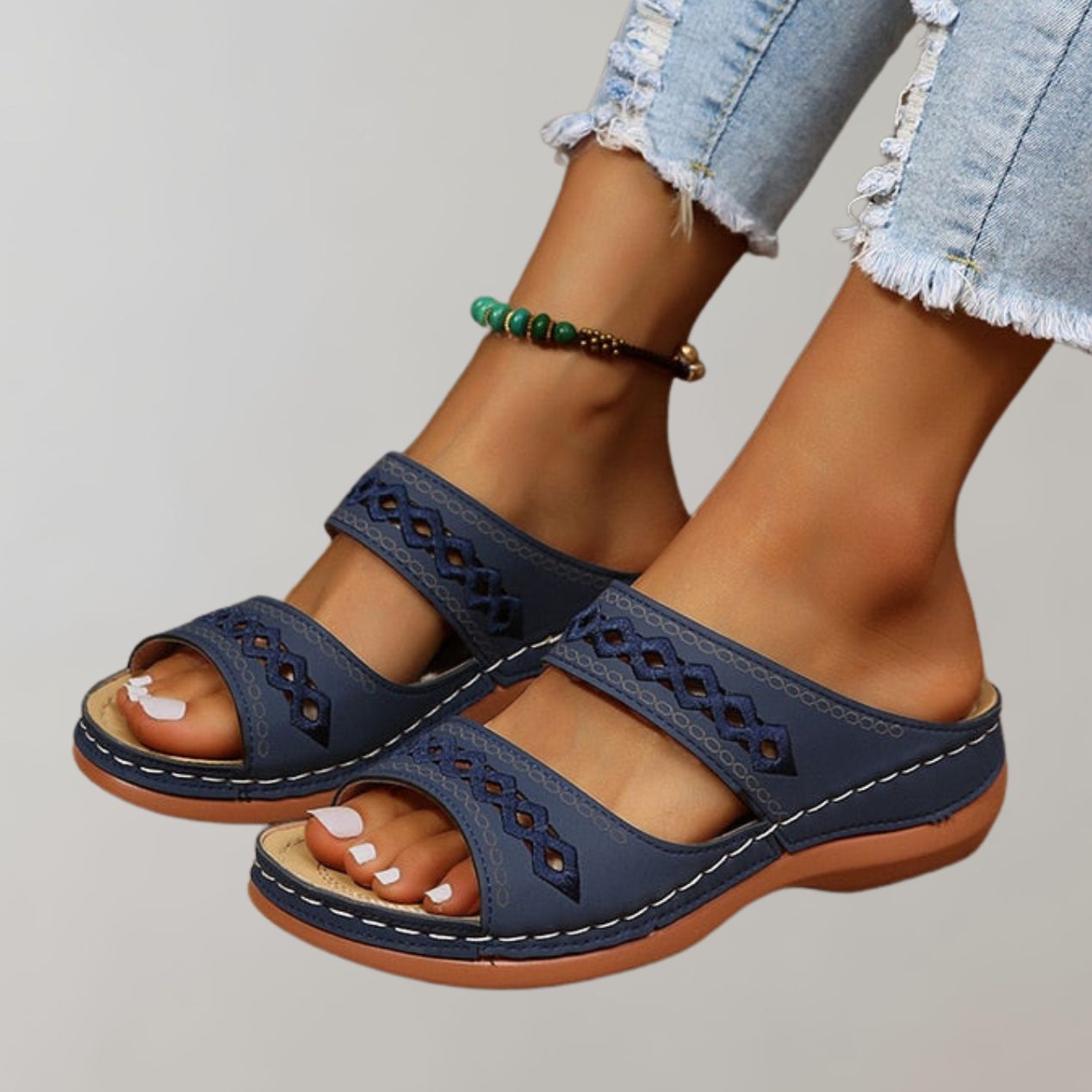 Women’s Orthopedic Sandals | Breathable Two-Strap Design | Cushioned Footbed & Durable Sole | Comfortable Summer Wear