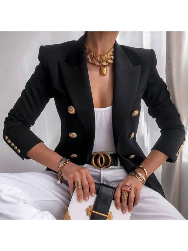 Women’s Blazer | Double-Breasted Tailored Design | Cotton Blend & Thermal Lining | Versatile Formal Wear
