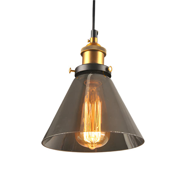 Antique Glass Pendant Light | Vintage Art Deco Design | Galvanized Metal & Glass | Dimmable Lighting