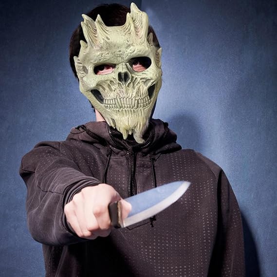 Realistic Halloween Demon Skeleton Mask Silicone Horror Costume Mask