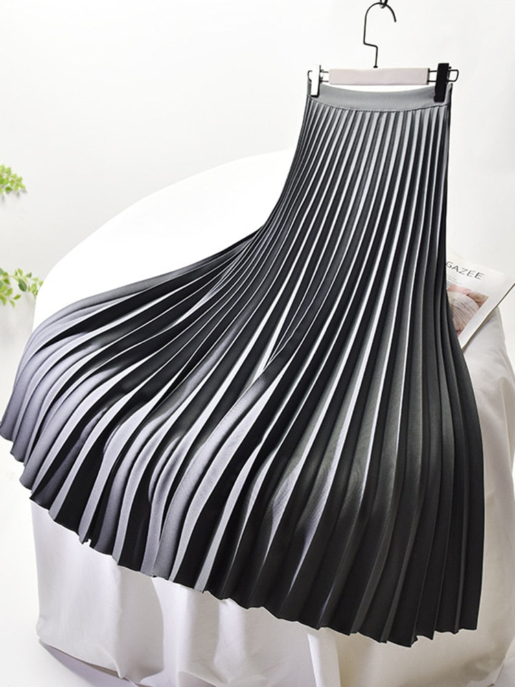 Women’s High-Waist Pleated Midi Skirt | Knife-Pleated Design | Elegant Formal Wear | Comfortable Fit