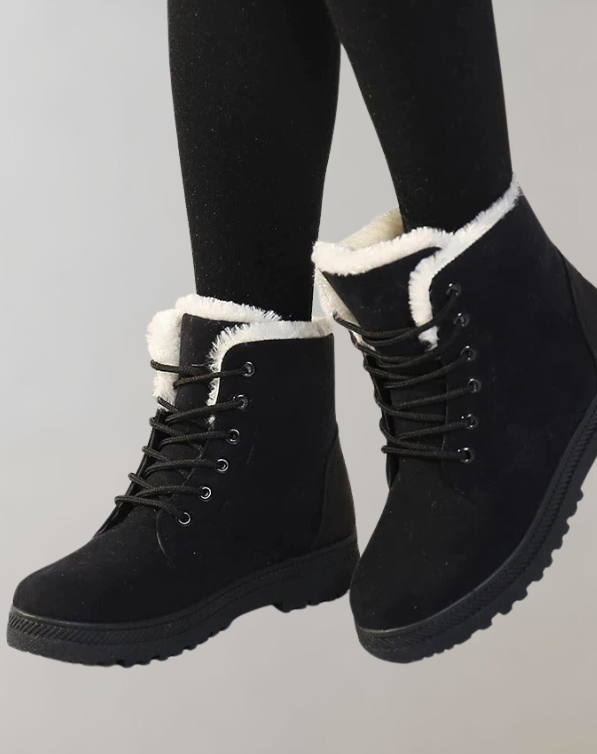 Lace-Up Ankle Boots | Faux Fur Lining & Stability Heel | Soft Fabric & Warm Insulation | Comfortable Fit for Cold Weather