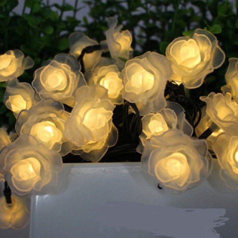 Solar Powered Multi-Color Floral Garden LED Strip Lights 7m 50 LEDs Waterproof IP65 Cherry Chrysanthemum Lotus Rose Energy Efficient Outdoor