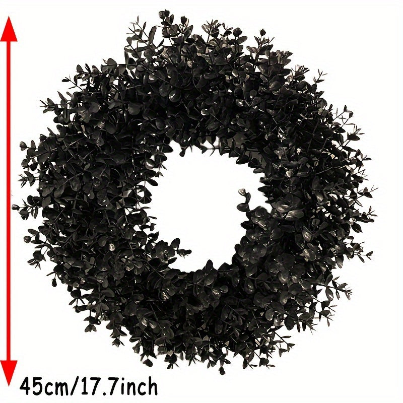 Black Halloween Wreath for Door and Wall – Weather-Resistant Spooky Decor