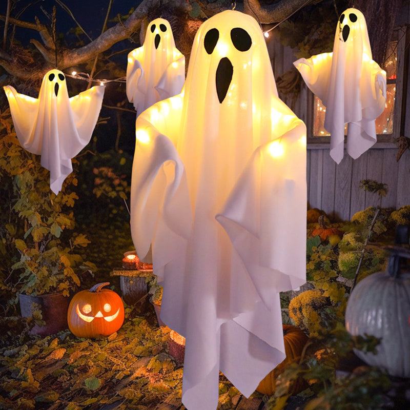 Glowing Halloween Ghost Chandelier with Weatherproof LED Lights
