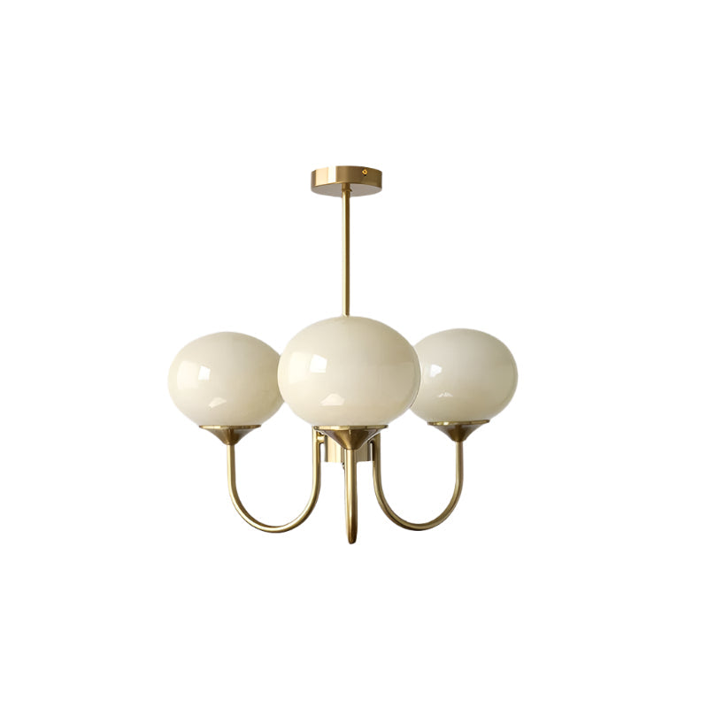 Ceiling Chandelier | Five-Arm with Glass Globe Shades | Adjustable Suspension Rods | Elegant Home Lighting