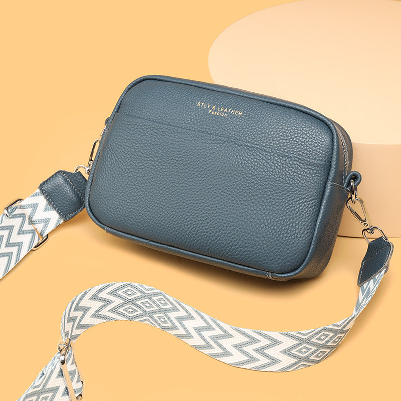 Genuine Leather Crossbody Bag | First-Layer Cowhide Leather | Three-Dimensional Outer Pocket | Comfortable Fit