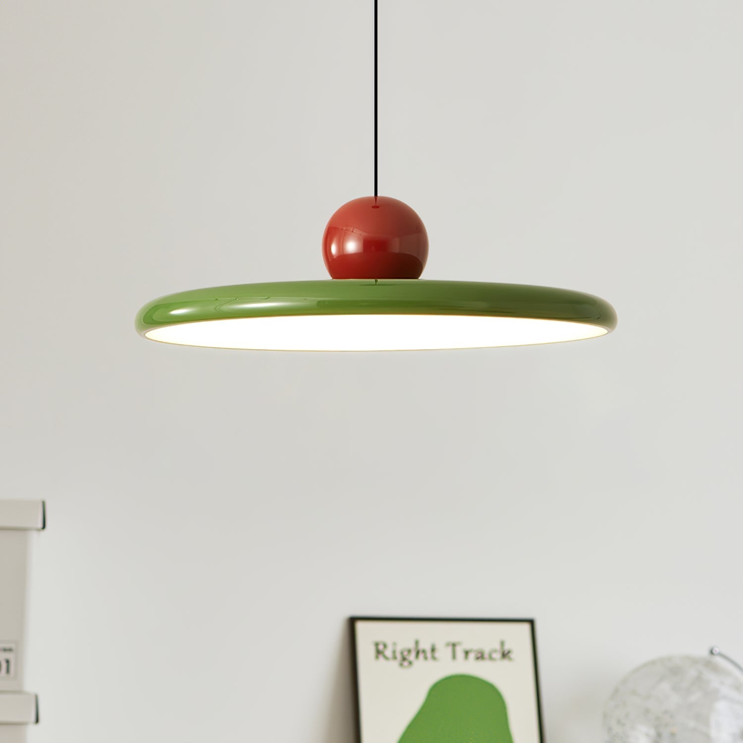 Circular LED Ring Pendant Light | Minimalist Glossy Design | Metal & Acrylic | Adjustable Hanging Height