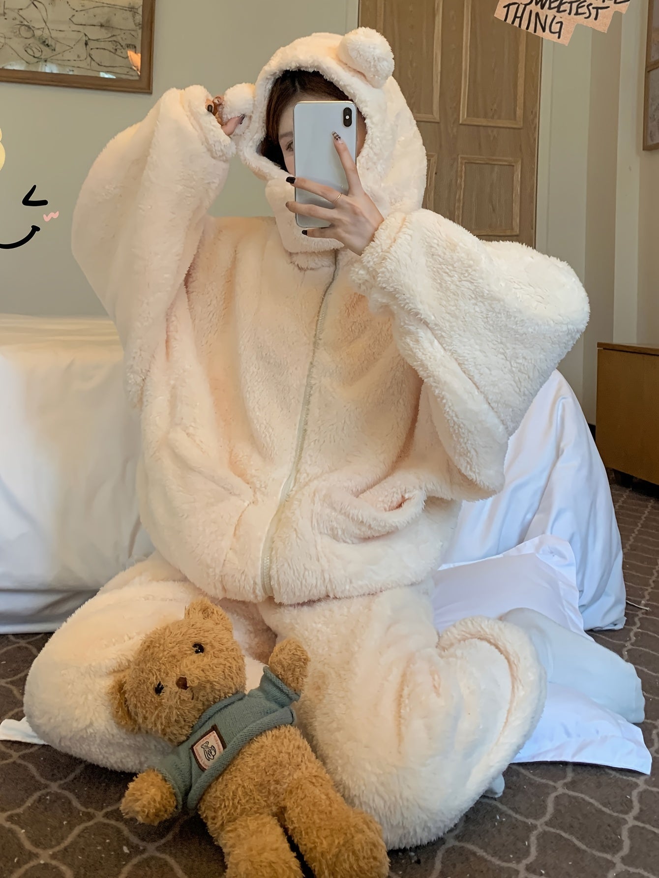 Women's Fleece Pajama Set | Hooded | Ultra Soft Warmth | Polyester