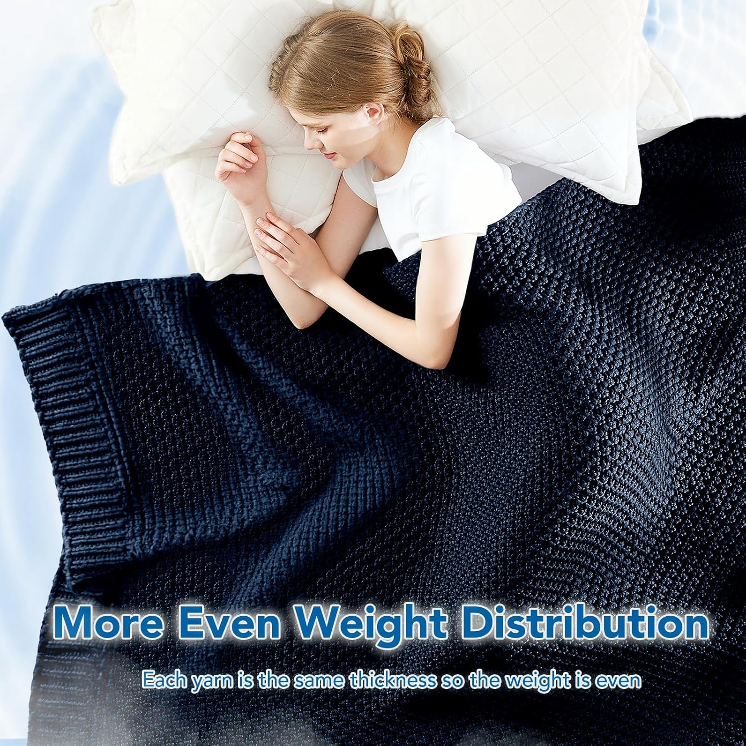 Soft Knitted Weighted Blanket with Cooling Microfiber for Year-Round Comfort