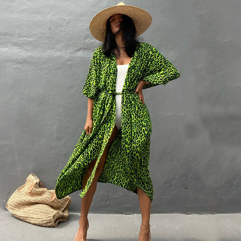 Women’s Beach Cover-Up Dress | Lightweight Kimono Style with Tie Belt | Breathable Fabric | Versatile Resort Wear
