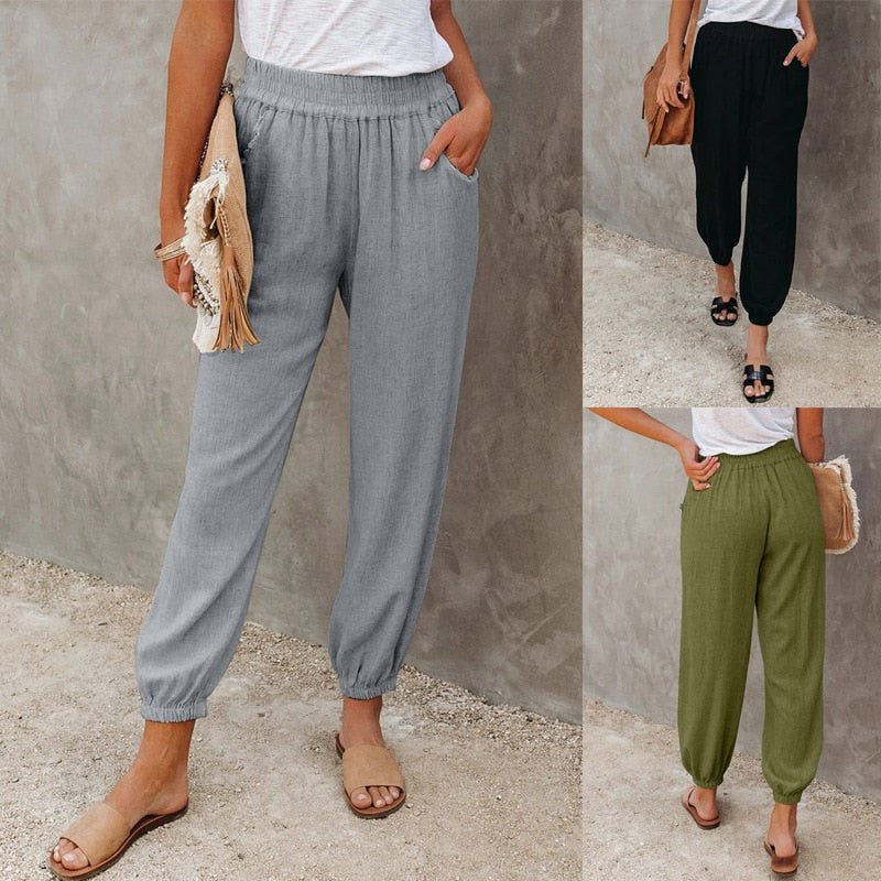 Women’s Pants | Loose Fit & Breathable Fabric | Elastic Waistband & Cuffed Ankles | Comfortable Everyday Wear
