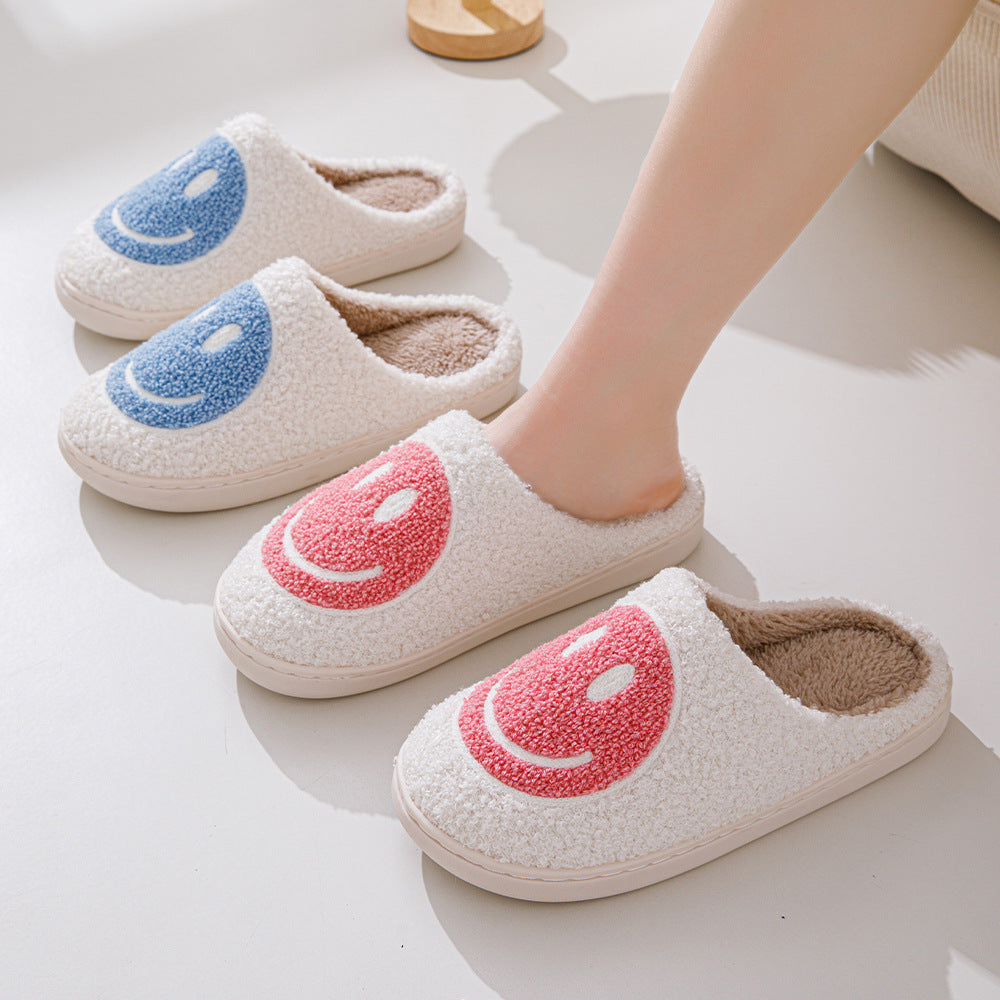 Indoor Slip-On Slippers | Plush Fleece Lining & Slip-Resistant Sole | Big Smiley Face Design | Comfortable Fit
