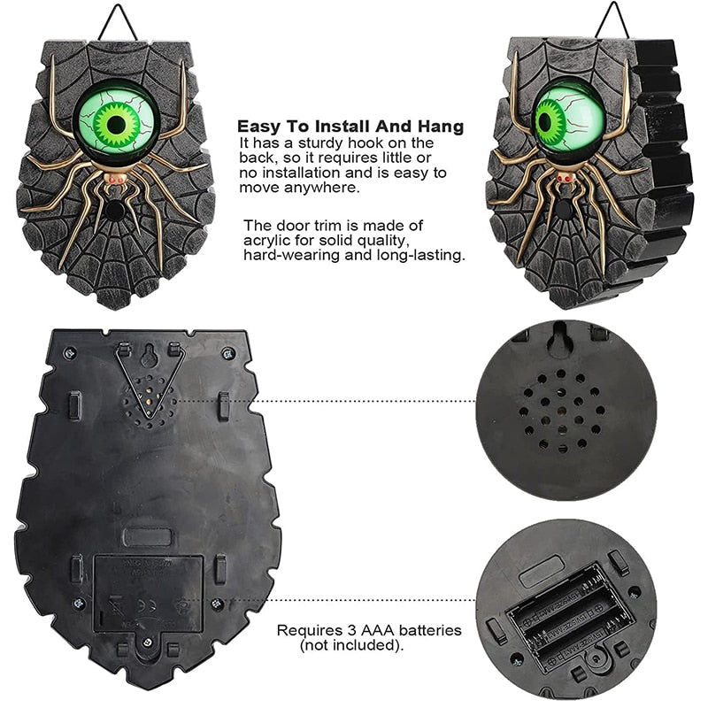 Halloween Animated Doorbell with Spooky Rotating Eyes and Sound Effects