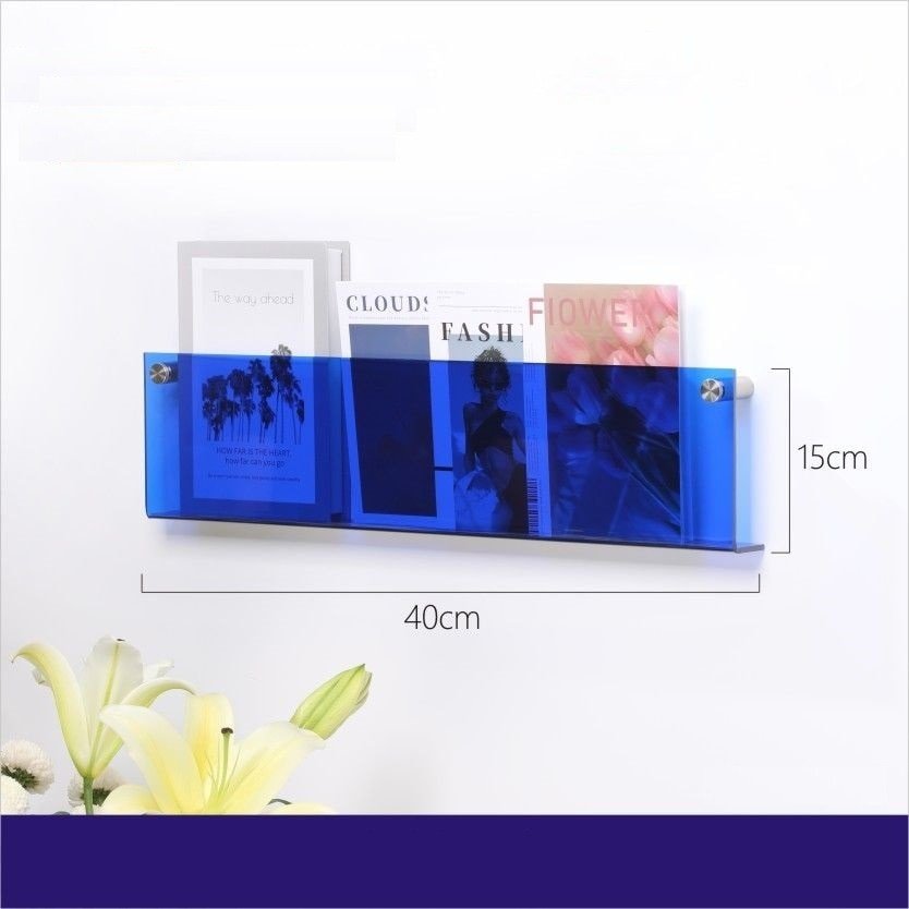 Wall-Mounted Magazine Holder | Floating Acrylic Design | 50cm Wide & Eco-Friendly | Space-Saving Storage