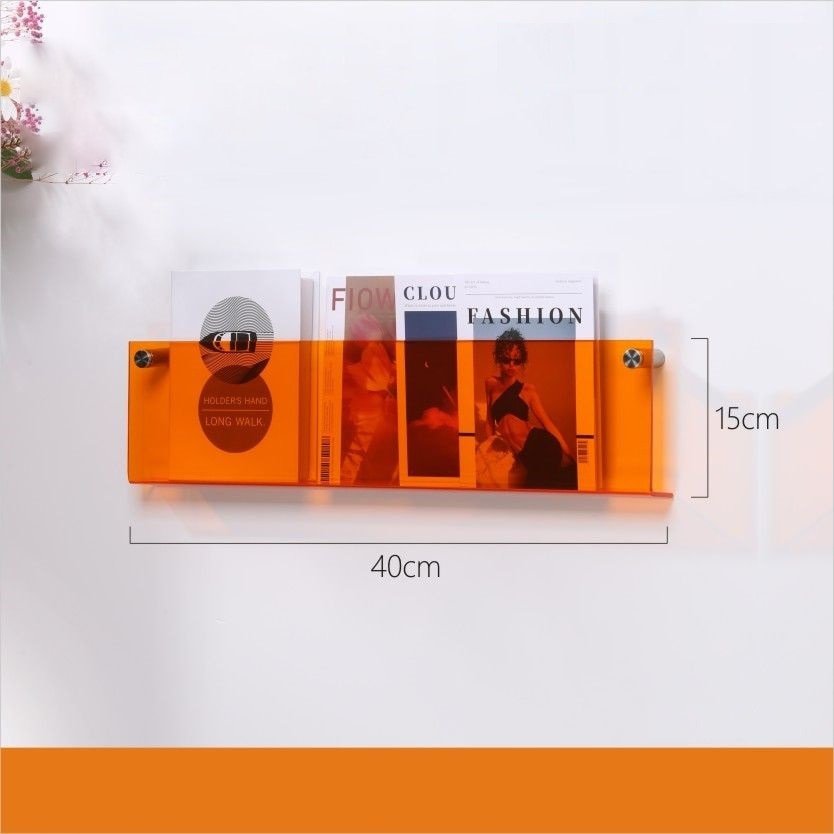 Wall-Mounted Magazine Holder | Floating Acrylic Design | 50cm Wide & Eco-Friendly | Space-Saving Storage