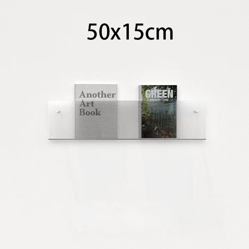 Wall-Mounted Magazine Holder | Floating Acrylic Design | 50cm Wide & Eco-Friendly | Space-Saving Storage