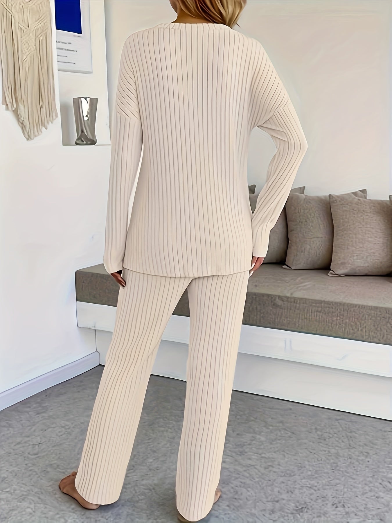 Lounge Set | Ribbed Knit | All-Day Comfort | Polyester