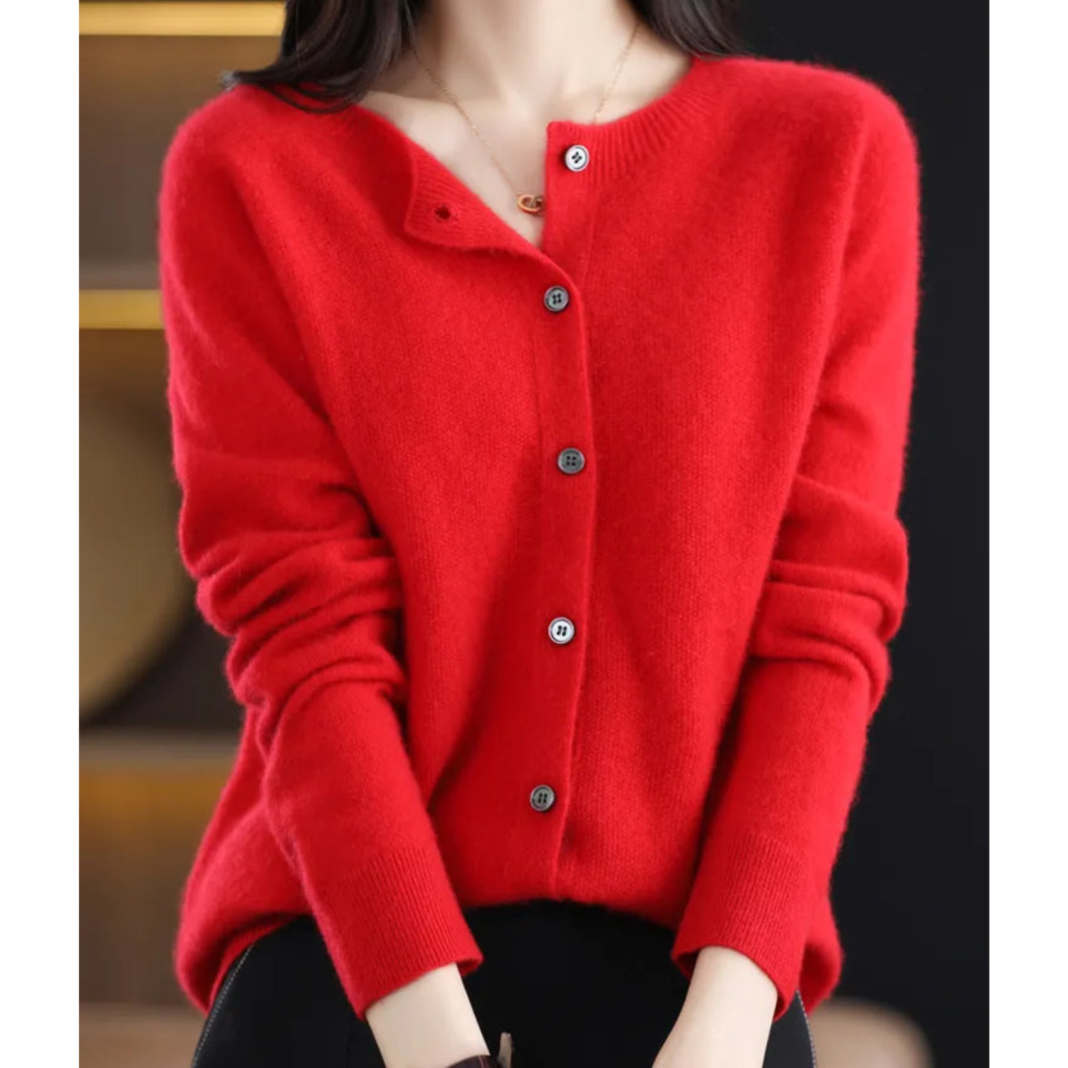 Women's Button-Front Knit Cardigan | Soft Plush Knit & Long Sleeves | Versatile Layering | Comfortable Fit