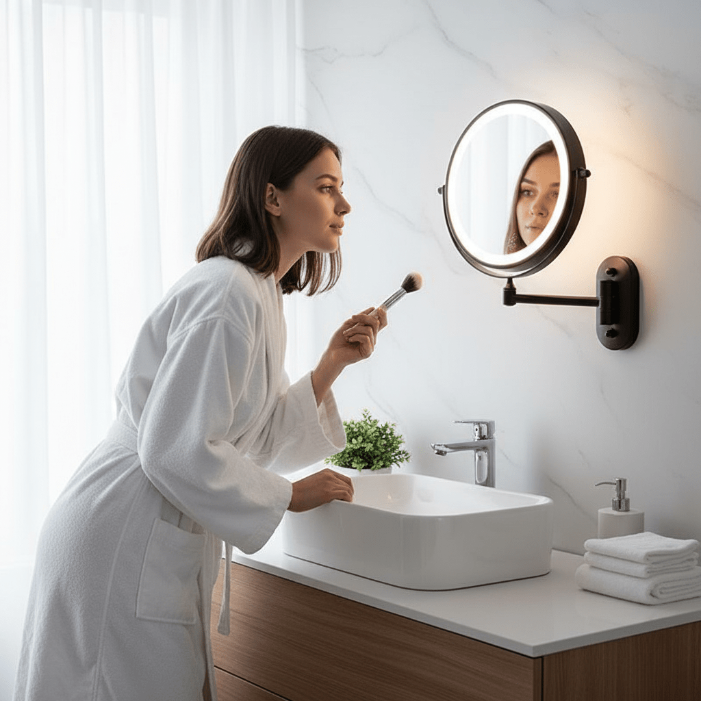 ClarityBright Magnifying Mirror with Adjustable Glow and Rechargeable Power