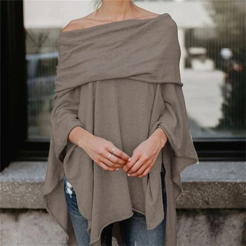Women’s Draped Wrap Top | Long Sleeves & Relaxed Fit | High-Quality Fabric | Comfortable Casual Wear
