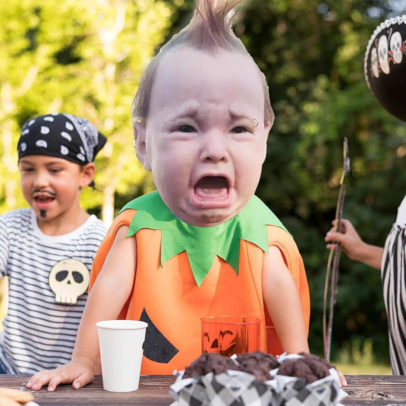 Realistic Crying Baby Halloween Mask in Lightweight Natural Latex