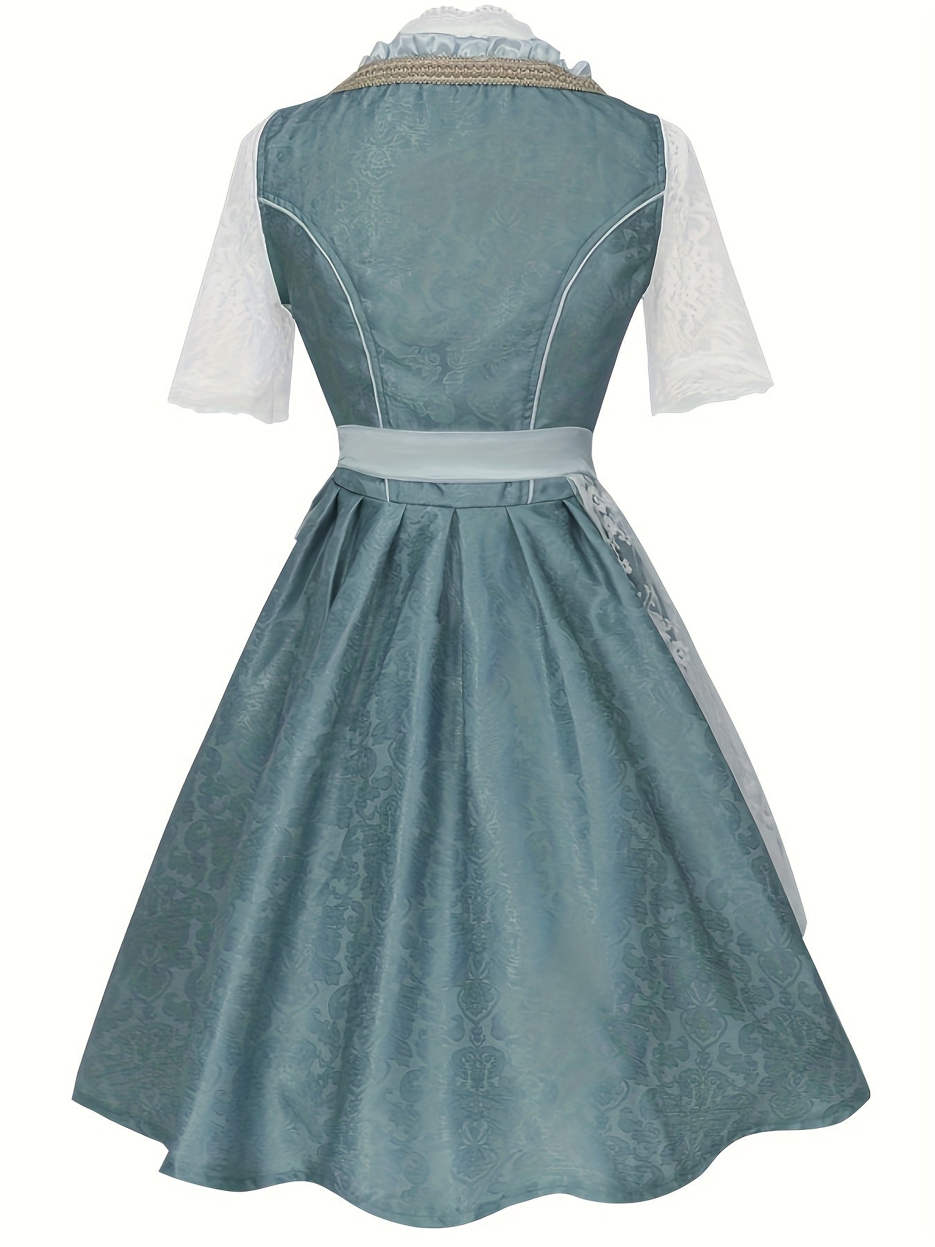 Women's Bavarian Dirndl Dress with Lace Apron for Oktoberfest Celebration