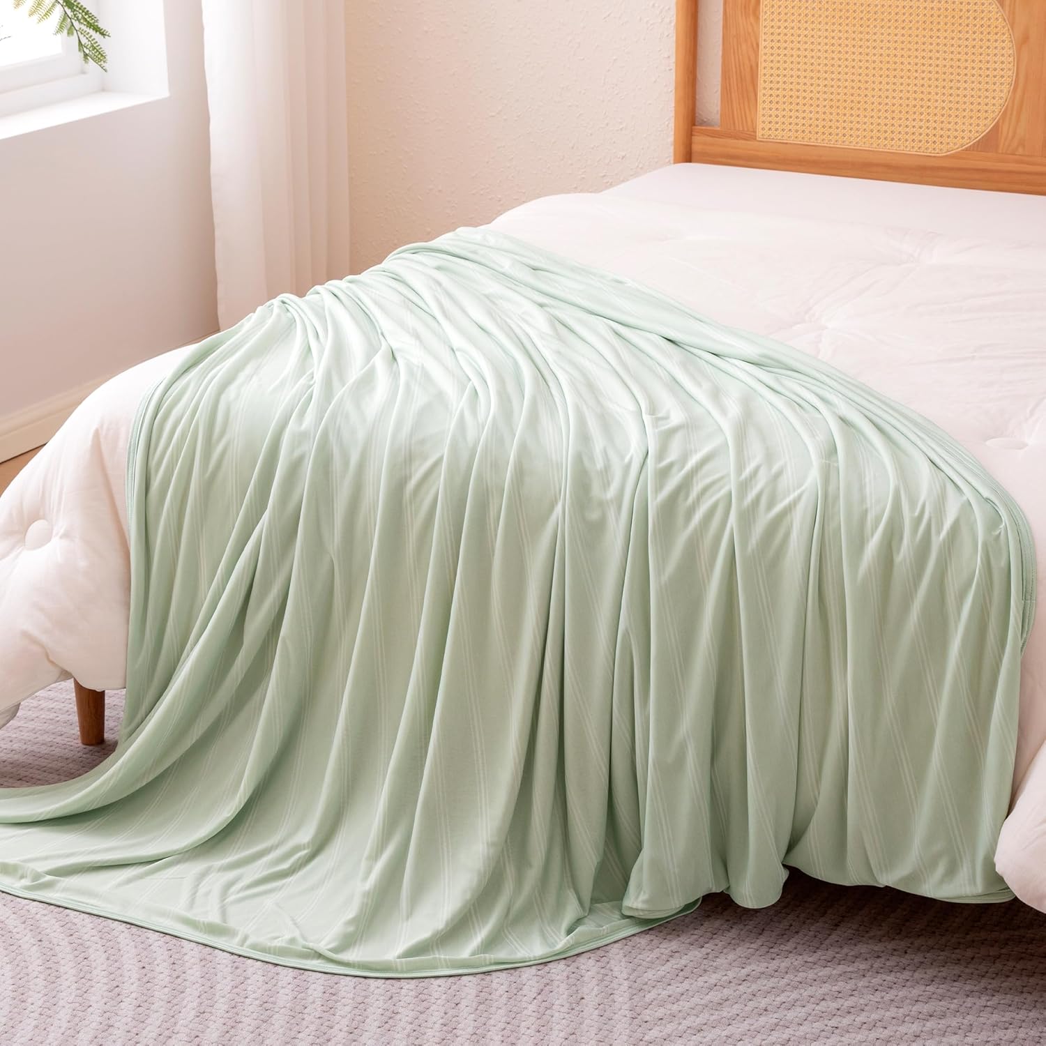 Lightweight Reversible Blanket for Hot Sleepers | Soft Thin Throw for Couch & Bed