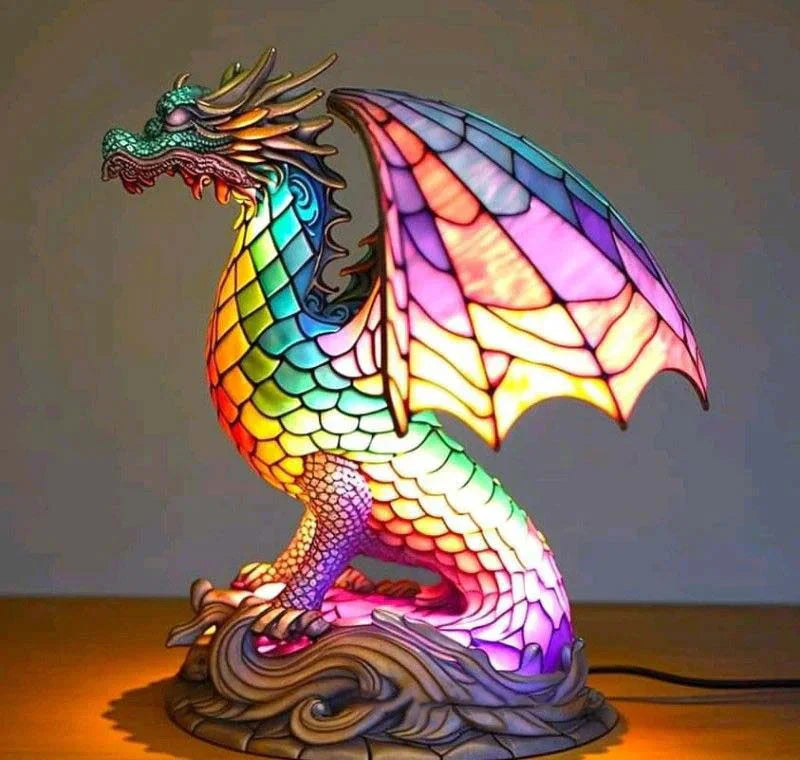 Artisan Crafted Animal Motif Table Lamp with Stained Glass