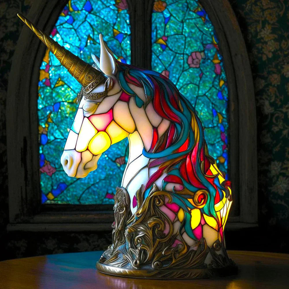 Artisan Crafted Animal Motif Table Lamp with Stained Glass