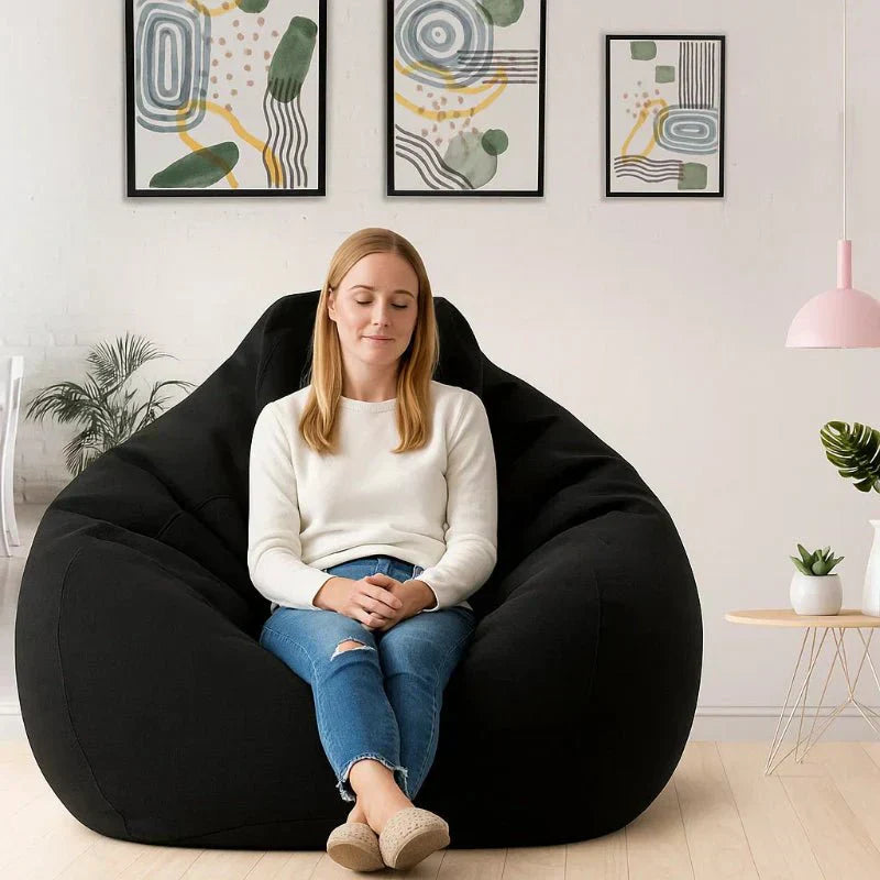 CozyNest Premium Linen Bean Bag Set with EPS Filling