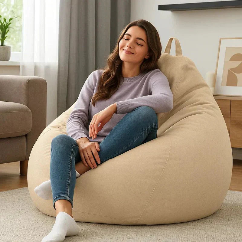CozyNest Premium Linen Bean Bag Set with EPS Filling