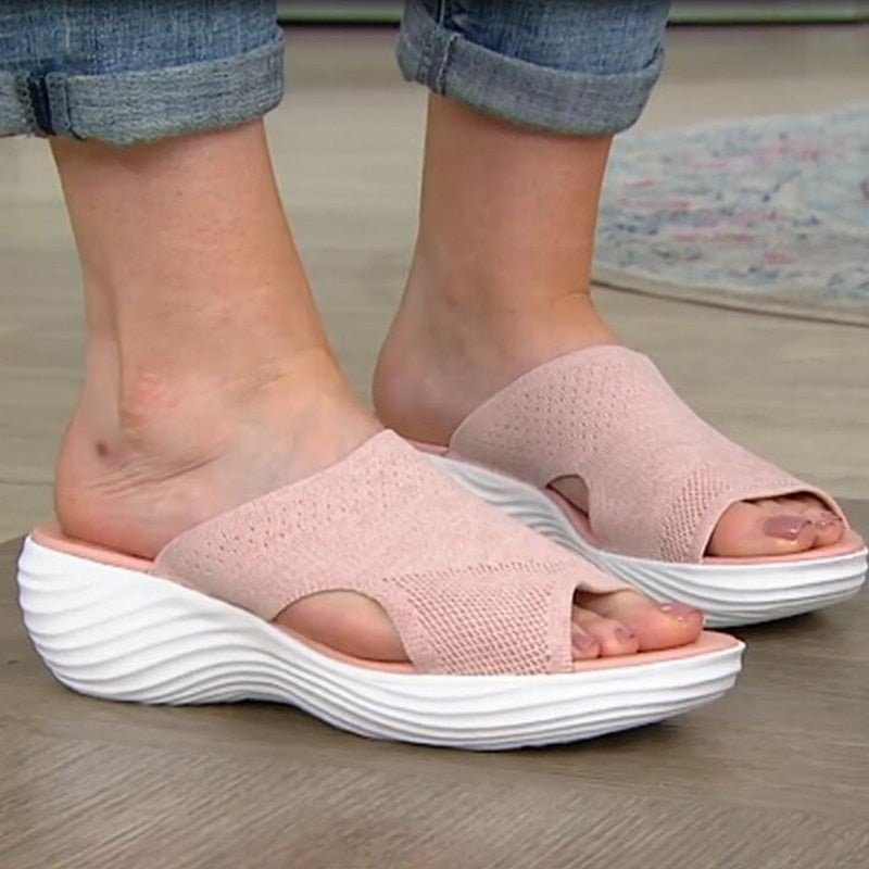 Platform Slip-On Sandals | Extra-Thick Cushioned Sole | Breathable Stretch Knit Upper | Ergonomic Support