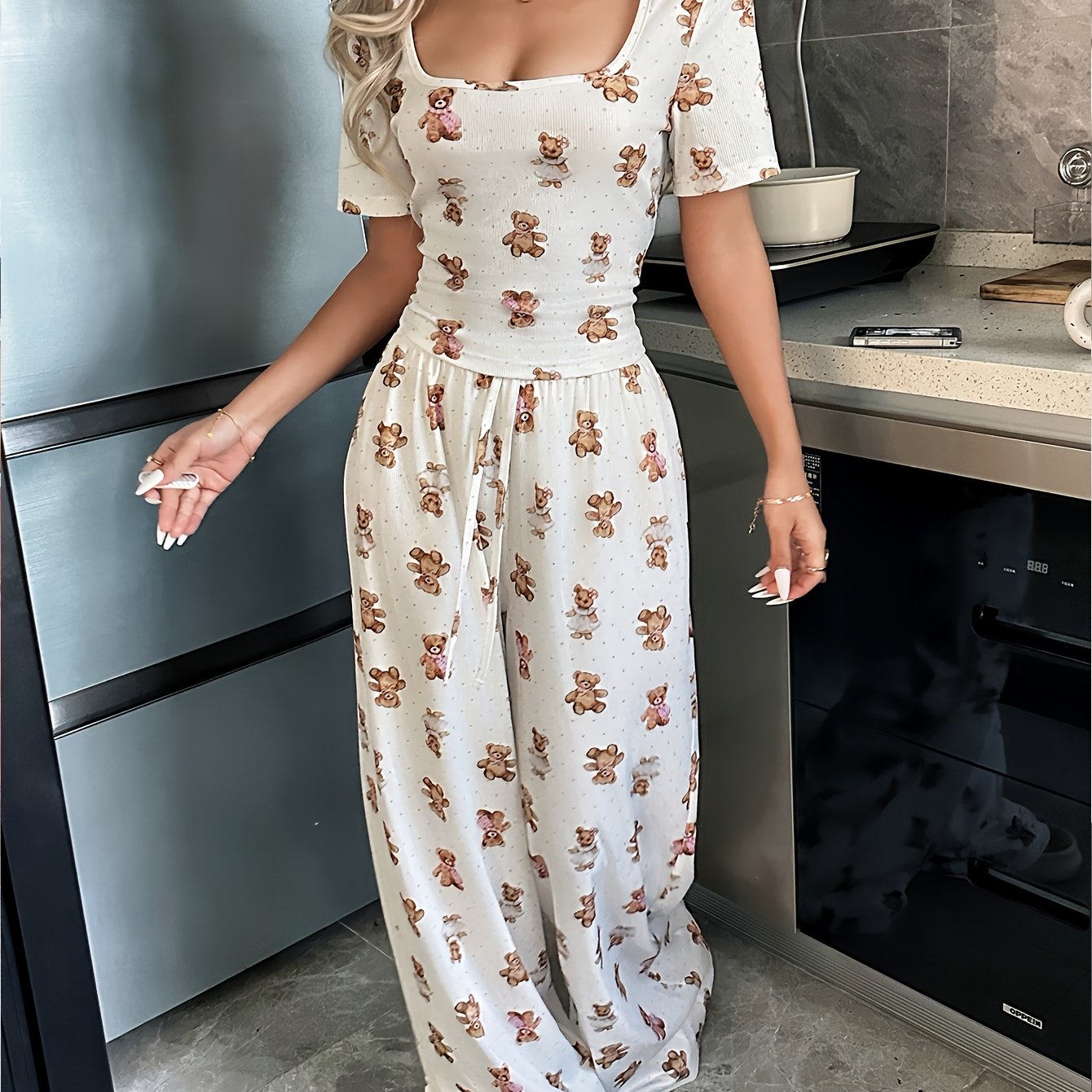 Women's Pajama Set | Lightweight Breathable | Comfortable Casual Wear | Polyester