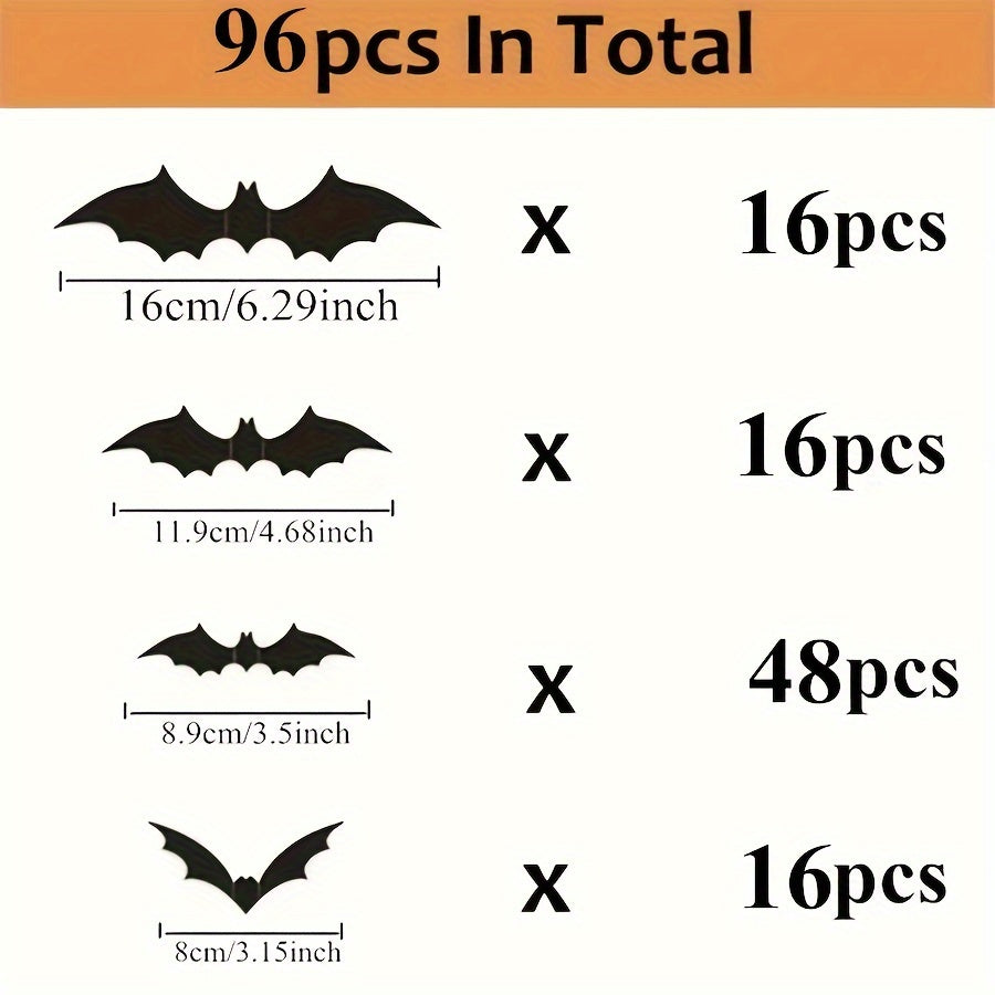 3D Black PVC Bat Wall Stickers Halloween Party Decorations