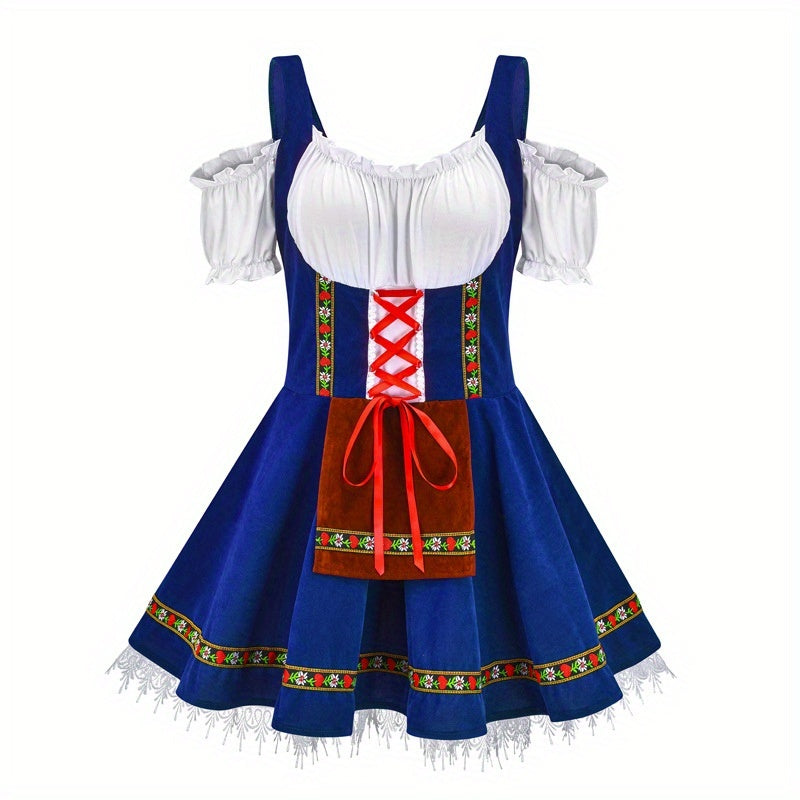 Women's Traditional Bavarian Oktoberfest Dirndl Dress with Embroidery