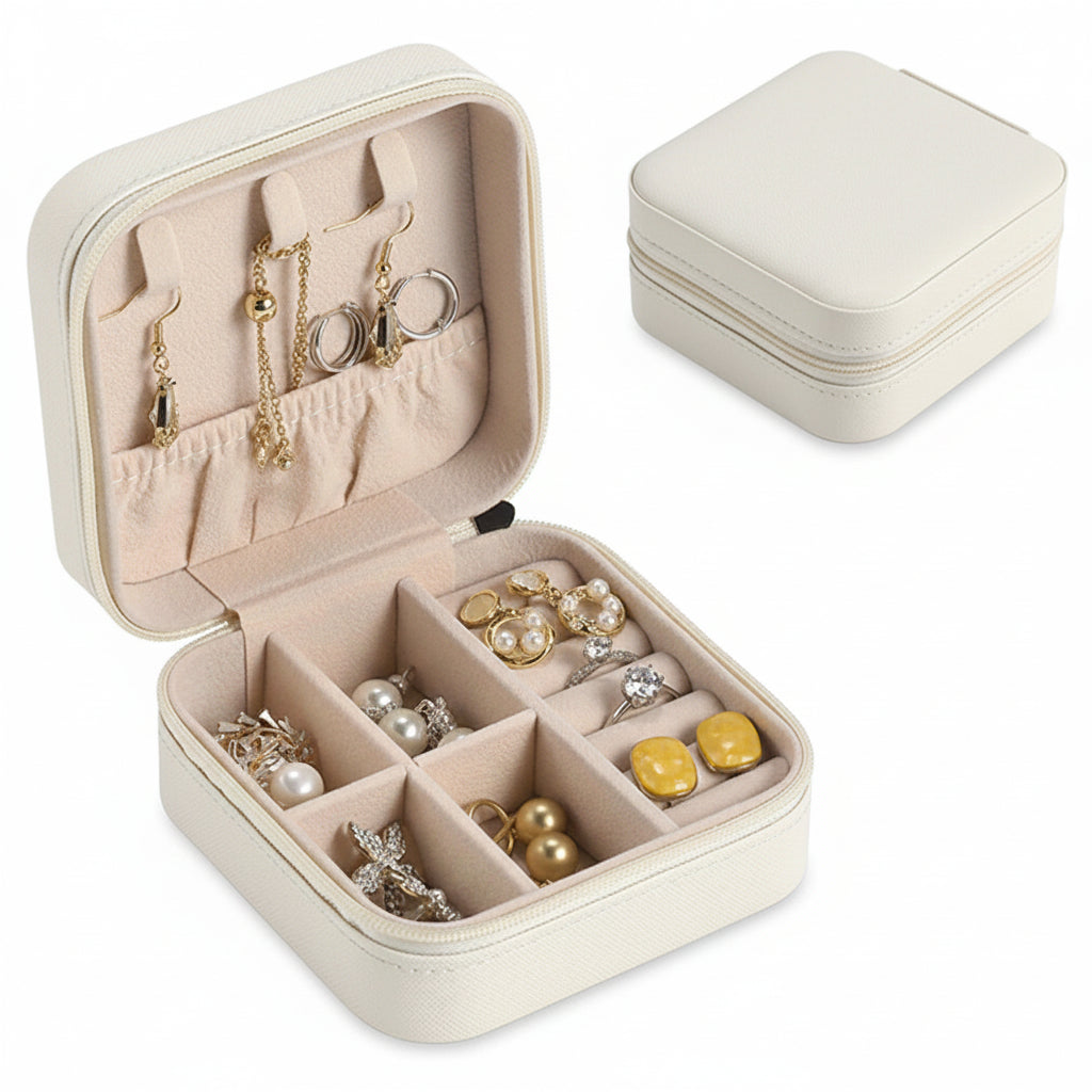 Compact Jewelry Travel Case with Secure Zipper for Easy Storage
