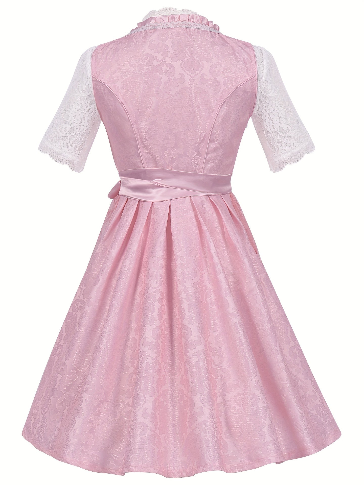 Women's Oktoberfest Bavarian Dress with Corset Lace-Up and Lace Skirt